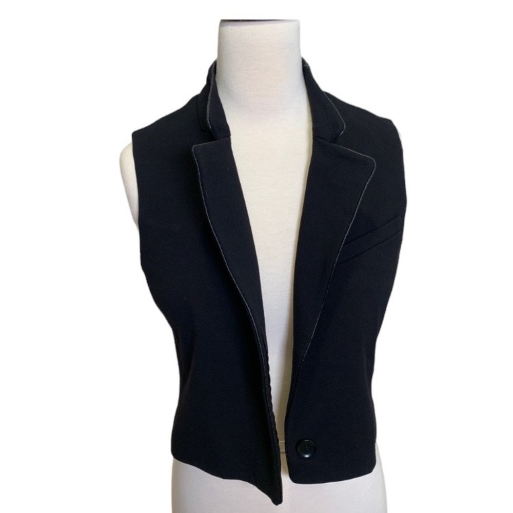 BCBGMaxAzria Women Black Crop Alejandro Vest Size Small